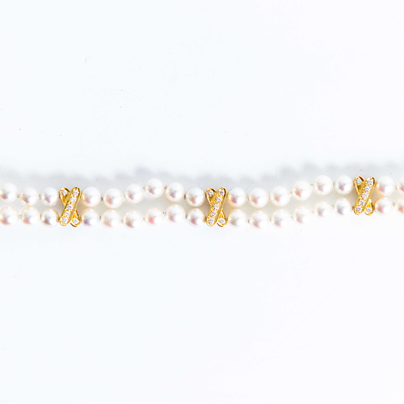 Pre-Owned Mikimoto Pearl and Diamond Bracelet