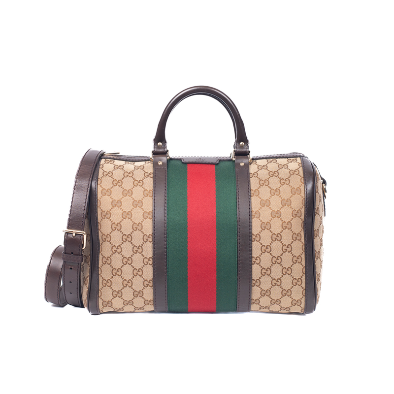 Pre-Owned Gucci GG Canvas Web Boston Bag