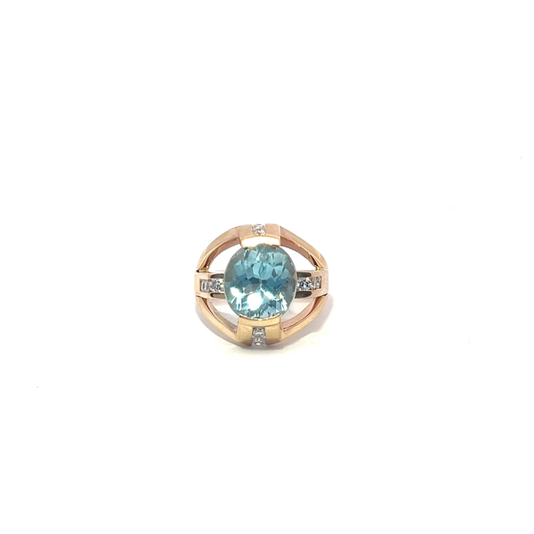 Pre-Owned Aquamarine and Diamond Ring