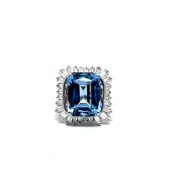 Pre-Owned Blue Spinel and Diamond Ring