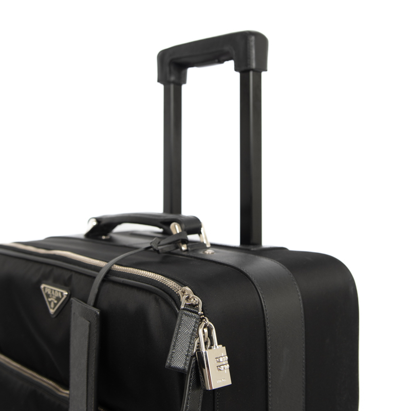 Pre-Owned Prada Tessuto Saffiano Trolley Luggage