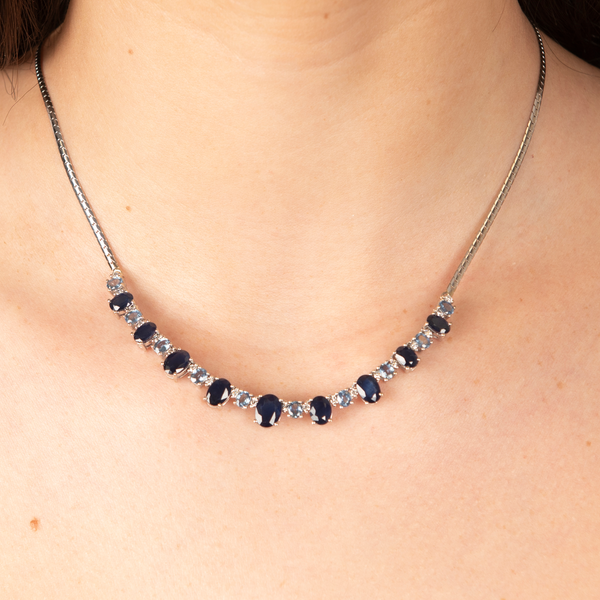 Pre-Owned Blue Sapphire and Diamond Necklace
