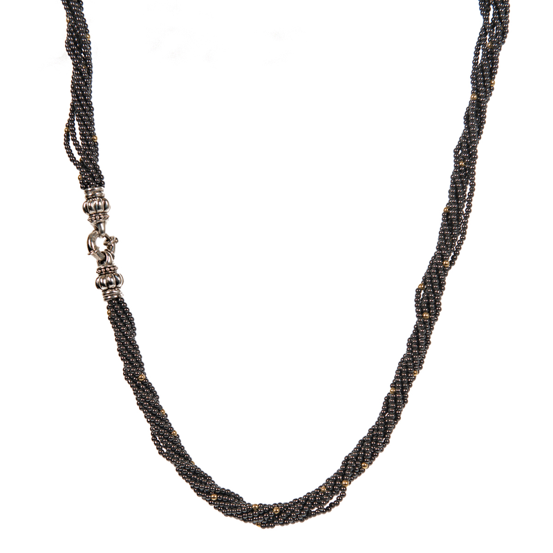 Pre-Owned Lagos Hematite Bead Icon Convertible Necklace