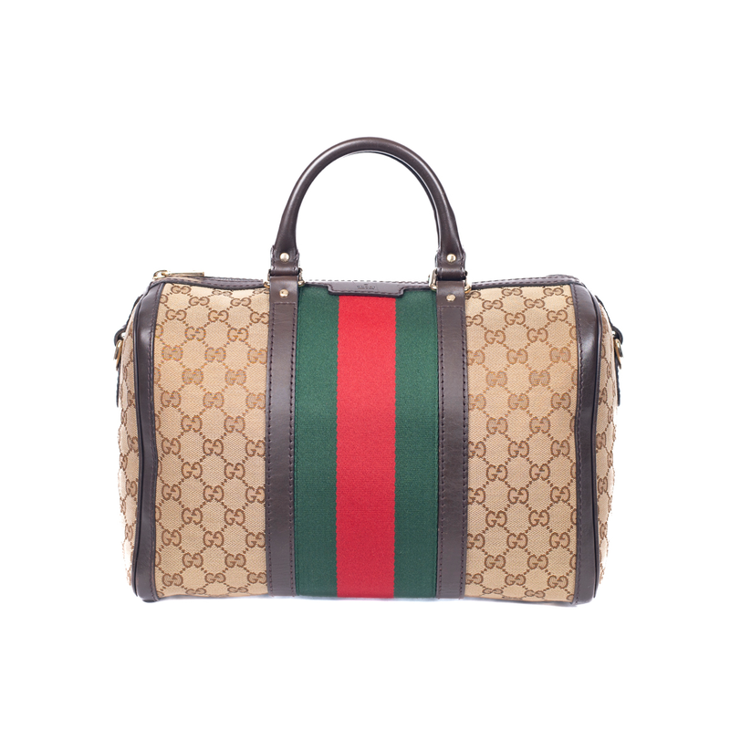 Pre-Owned Gucci GG Canvas Web Boston Bag