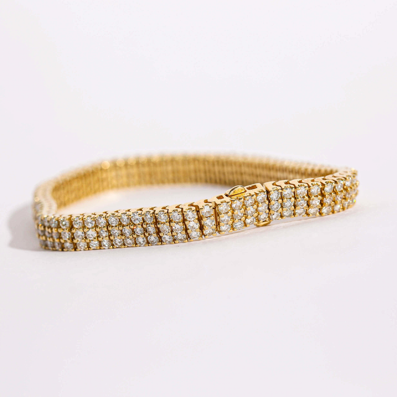 Pre-Owned 3-Row Round Brilliant Diamond Tennis Bracelet