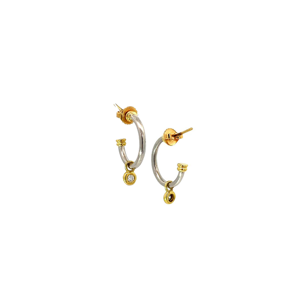 Pre-Owned Two-Tone Diamond Hoop Earrings