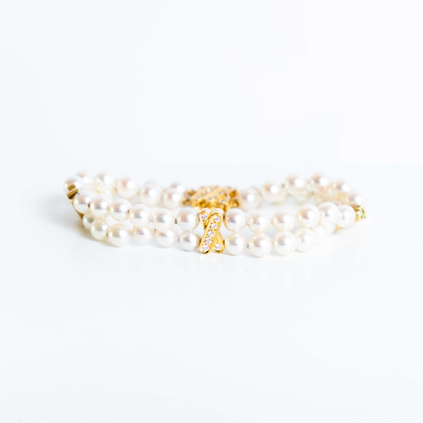 Pre-Owned Mikimoto Pearl and Diamond Bracelet