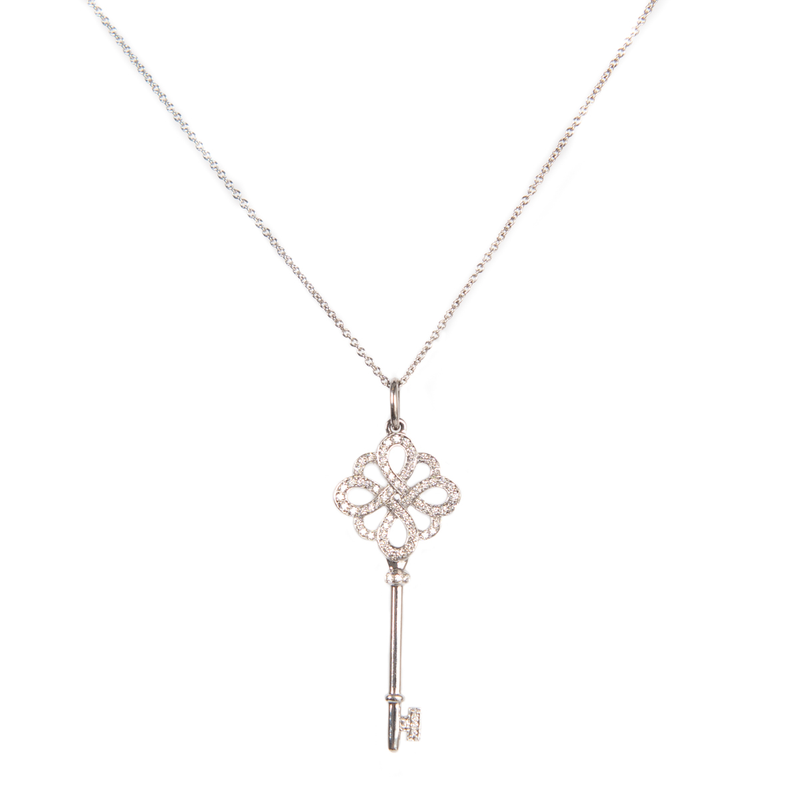 Tiffany Knot Pendant Necklace in 18K Yellow Gold with Diamond